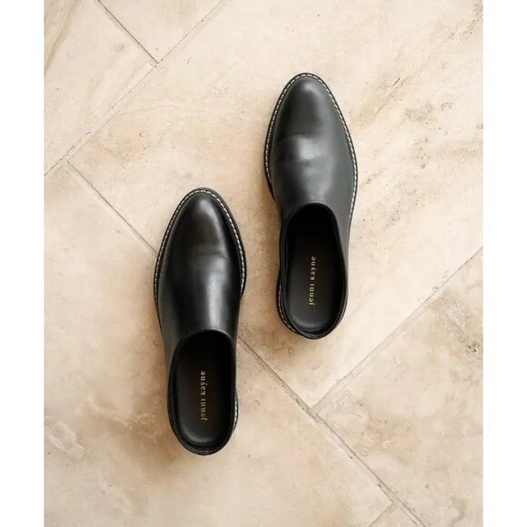 JENNI KAYNE Leather Lug Mule Black Size 39 NEW